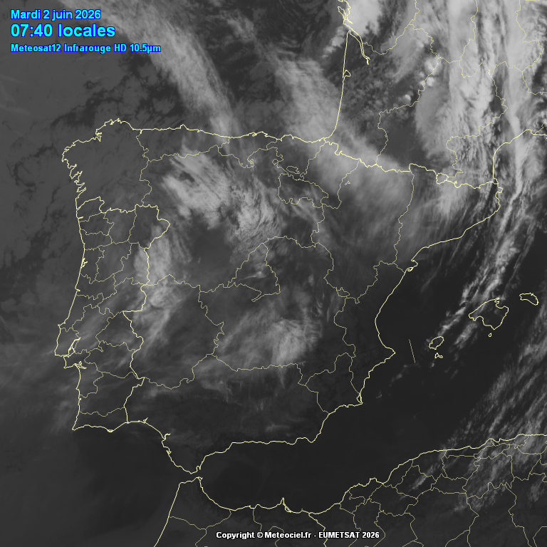 Animación imágenes satélite Meteosat. Frente frío alcanzando la península