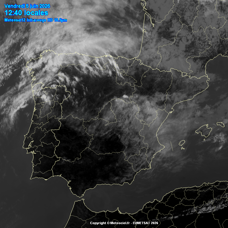 Animación imágenes satélite Meteosat. Frentes atravesando la península