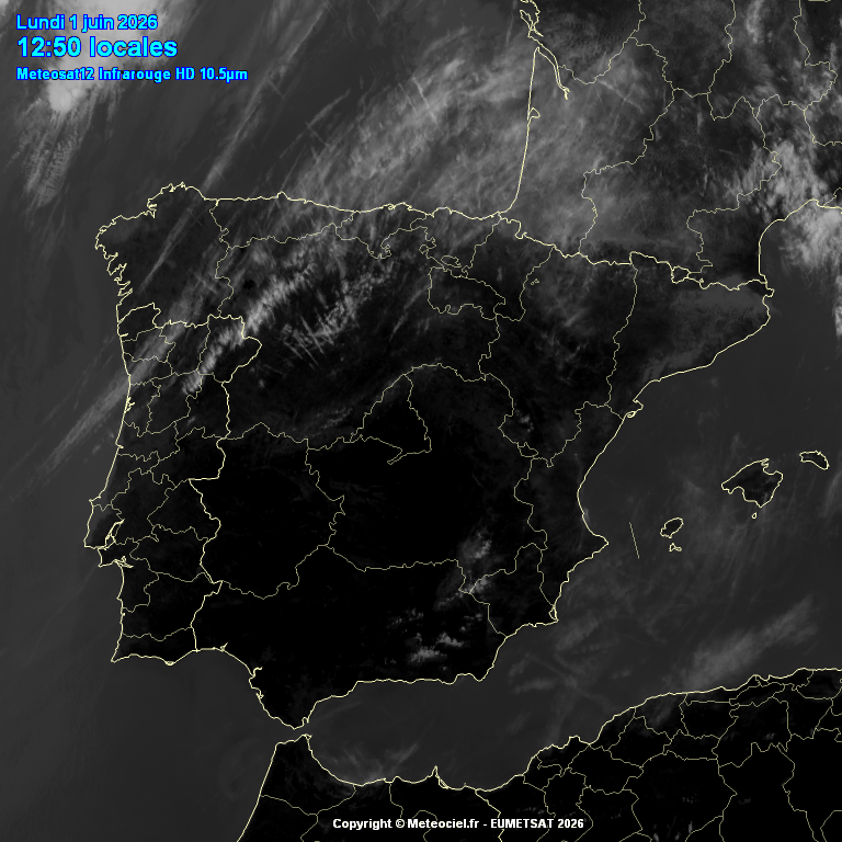 Animación imágenes satélite Meteosat. Frentes en frontolisis. Nubes altas Cirrus