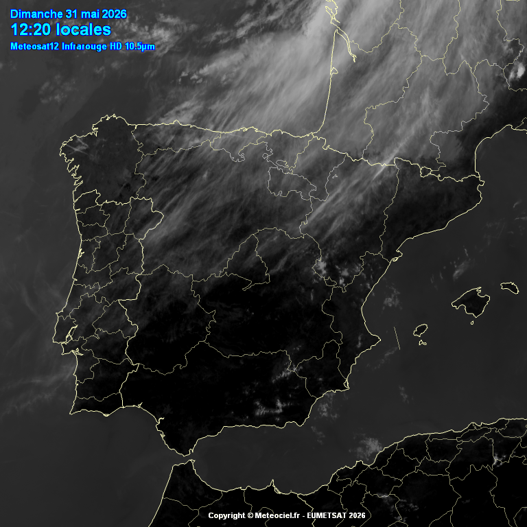 Animación imágenes satélite Meteosat. Frentes en frontolisis. Nubes altas Cirrus