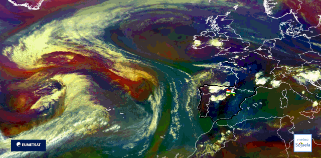 Animación imágenes satélite Meteosat. Interaccion de masas de aire