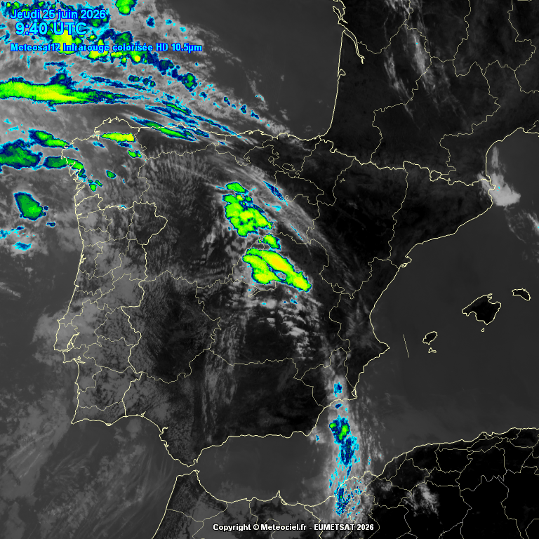 Animación imágenes satélite Meteosat. Líneas de inesstabilidad con tormentas