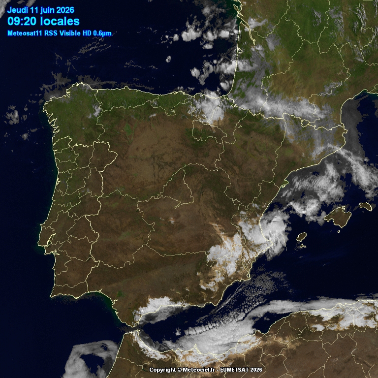 Animación imágenes satélite Meteosat. Nubes bajas en retirada
