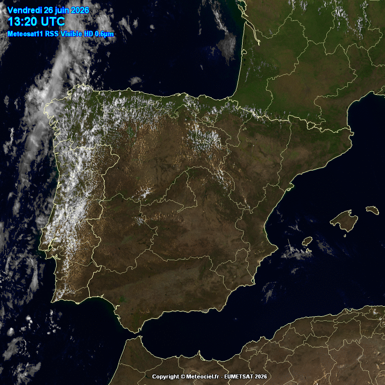 Animación imágenes satélite Meteosat. Nubes de evolución