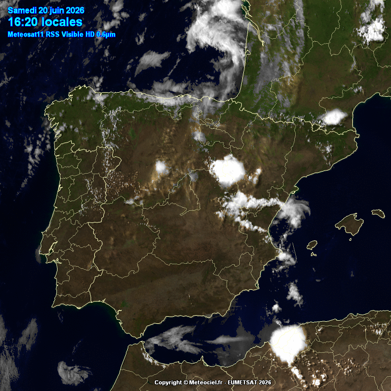 Animación imágenes satélite Meteosat. Tormentas de tarde