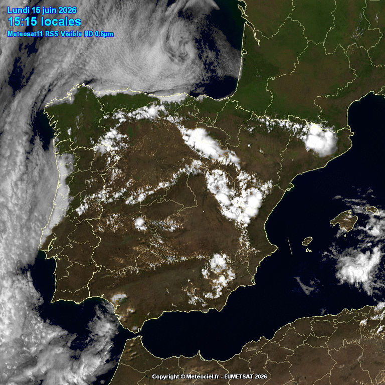 Animación imágenes satélite Meteosat. Tormentas de verano