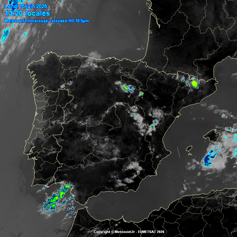 Animación imágenes satélite Meteosat. Tormentas de verano