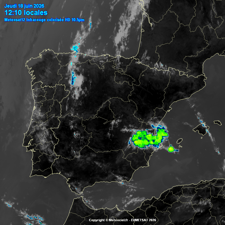 Animación imágenes satélite Meteosat. Tormentas de verano