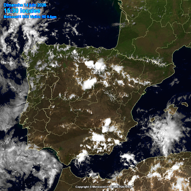 Animación imágenes satélite Meteosat. Tormentas de verano
