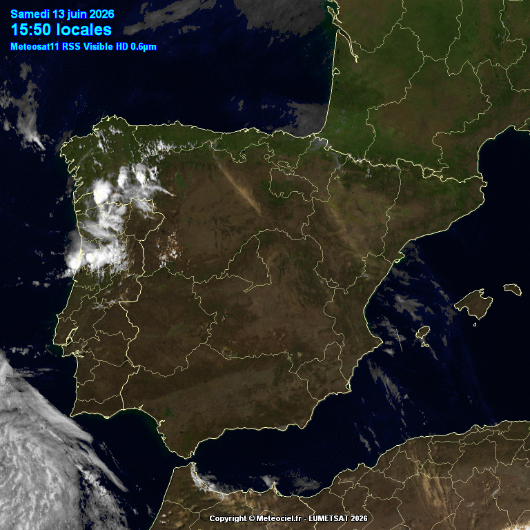 Animación imágenes satélite Meteosat. Tormentas y nubes altas
