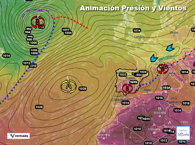 Animación presión y viento, Altas presiones de bloqueo