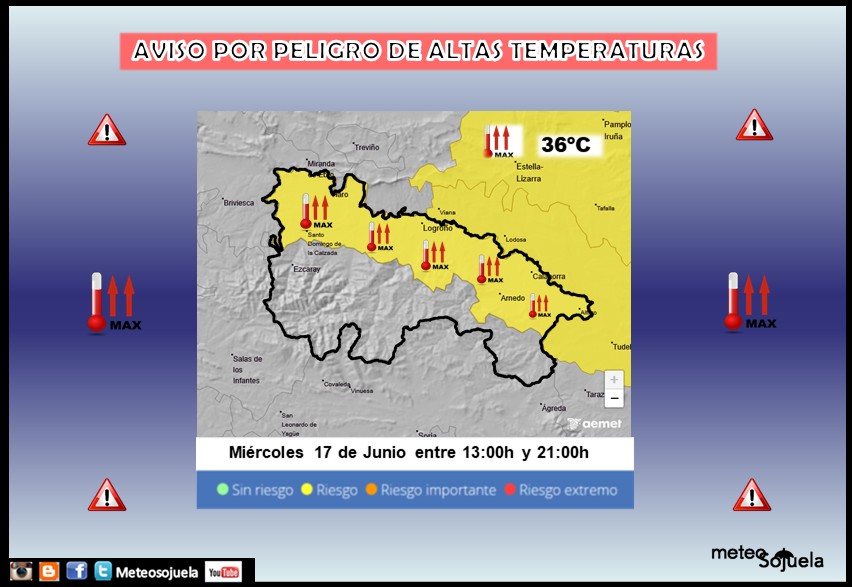 Aviso Amarillo por Altas Temperaturas AEMET 17
