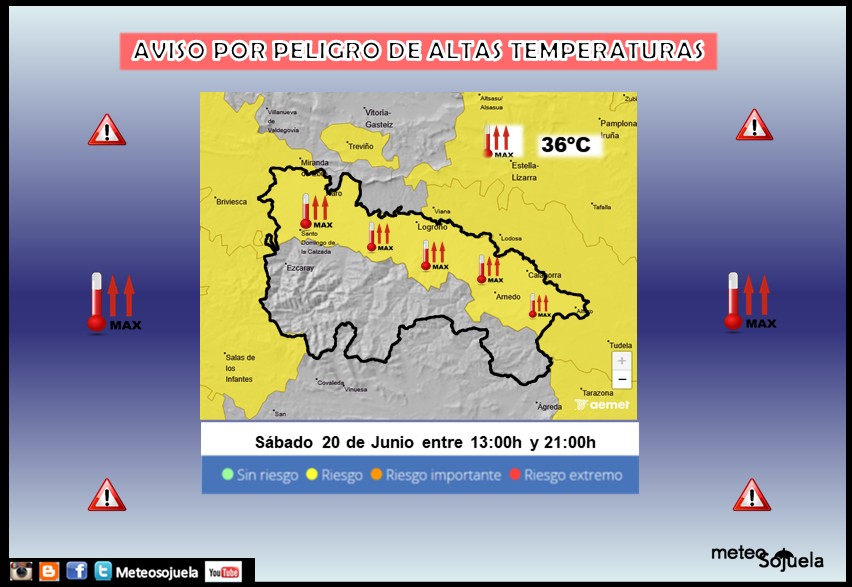 Aviso Amarillo por Altas Temperaturas AEMET 19