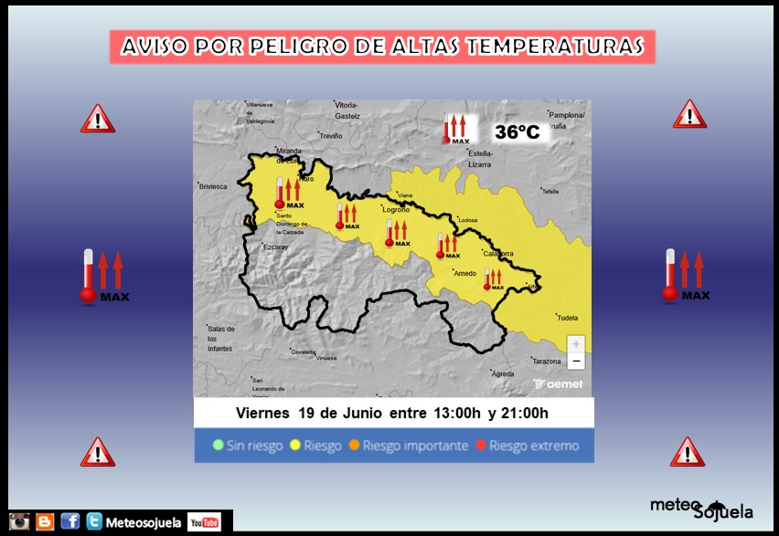Aviso Amarillo por Altas Temperaturas AEMET 19
