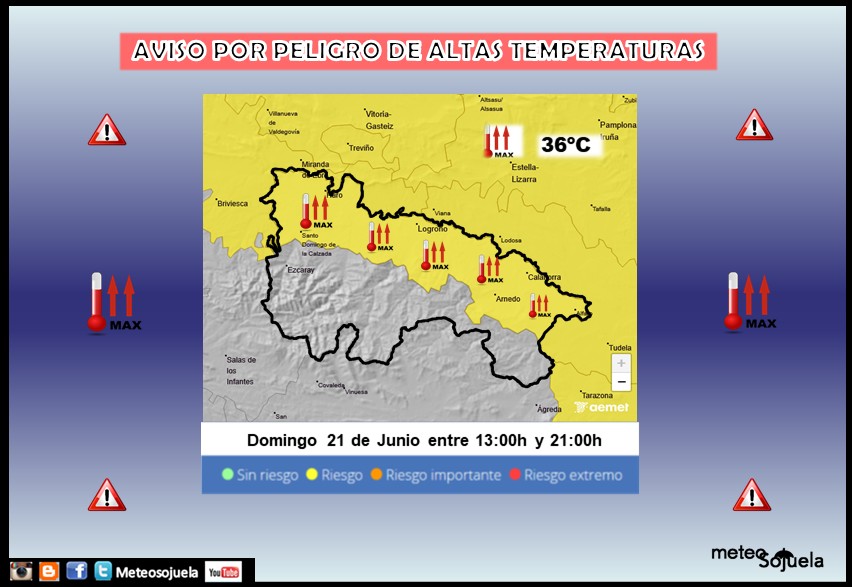 Aviso Amarillo por Altas Temperaturas AEMET 21