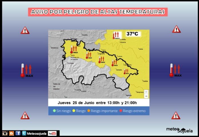 Aviso Amarillo por Altas Temperaturas AEMET 25