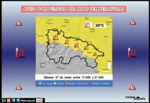 Avisos Amarillos por Altas Temperaturas y Tormentas. Sábado 27 y Domingo 28 de Junio Aviso Amarillo por Altas Temperaturas AEMET 27
