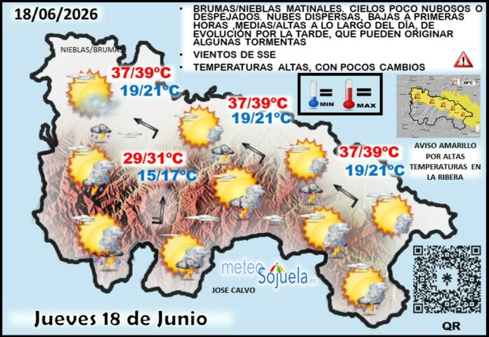 Mapa del tiempo en La Rioja. Meteosojuela