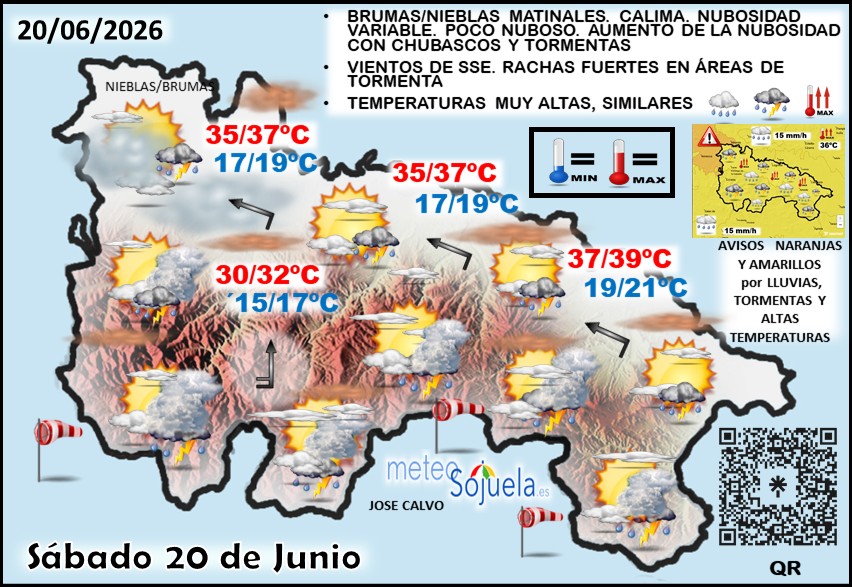 Mapa del tiempo en La Rioja. Meteosojuela