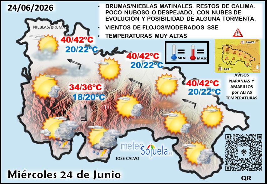 Mapa del tiempo en La Rioja. Meteosojuela