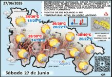 El tiempo de hoy en La Rioja. 27/06/2026. Seguirá el calor. Mapa del tiempo en La Rioja. Meteosojuela