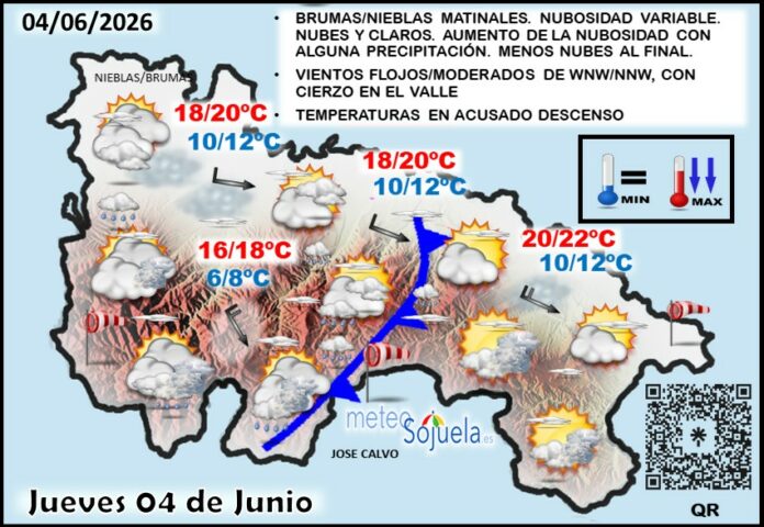 Mapa del tiempo en La Rioja. Meteosojuela