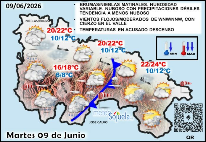 Mapa del tiempo en La Rioja. Meteosojuela
