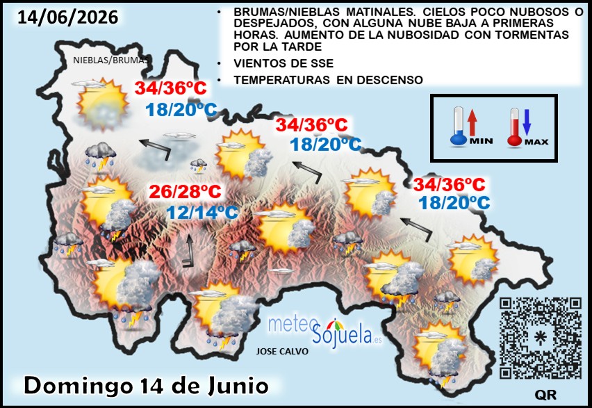 Mapa del tiempo en La Rioja. Meteosojuela