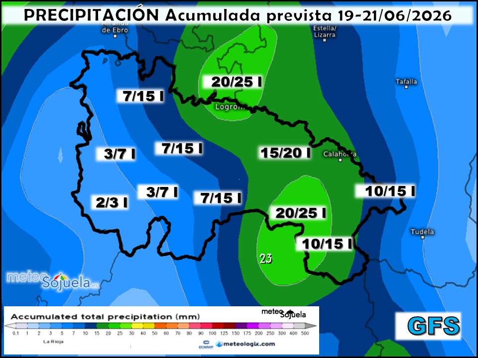 Precipitación Acumulada según GFS Meteosojuela La Rioja