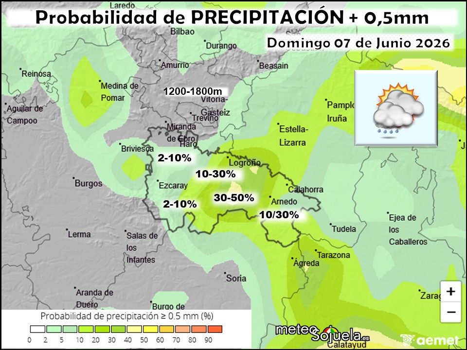 Probabilidad de precipitación según AEMET