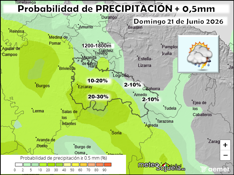 Probabilidad de precipitación según AEMET 21