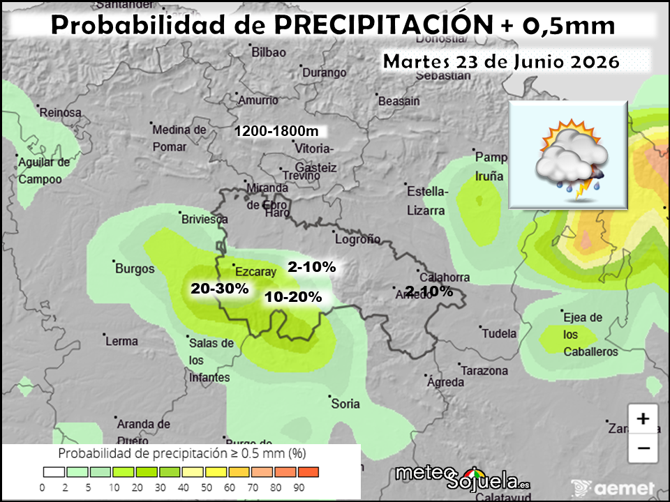 Probabilidad de precipitación según AEMET 23