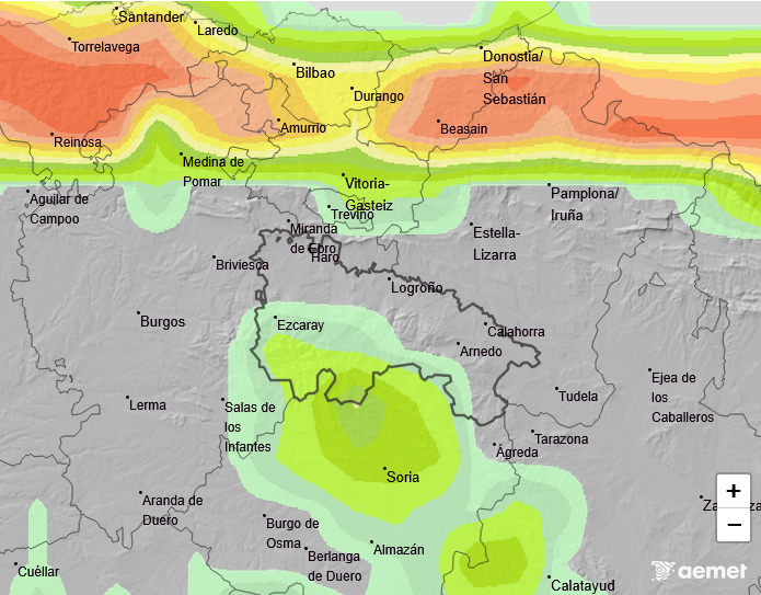 Probabilidad de precipitación según AEMET 30