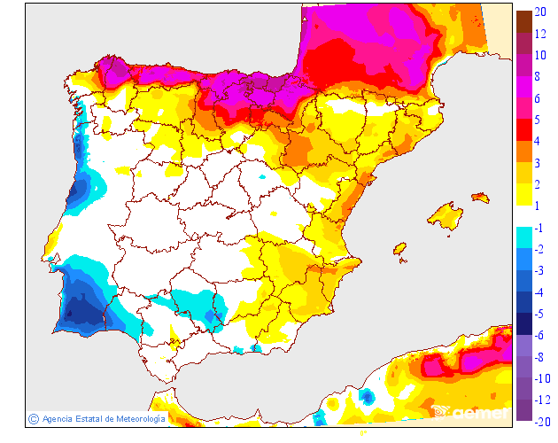 Variación de temperaturas máximas AEMET Meteosojuela 13