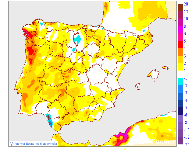 Variación de temperaturas máximas AEMET Meteosojuela 20