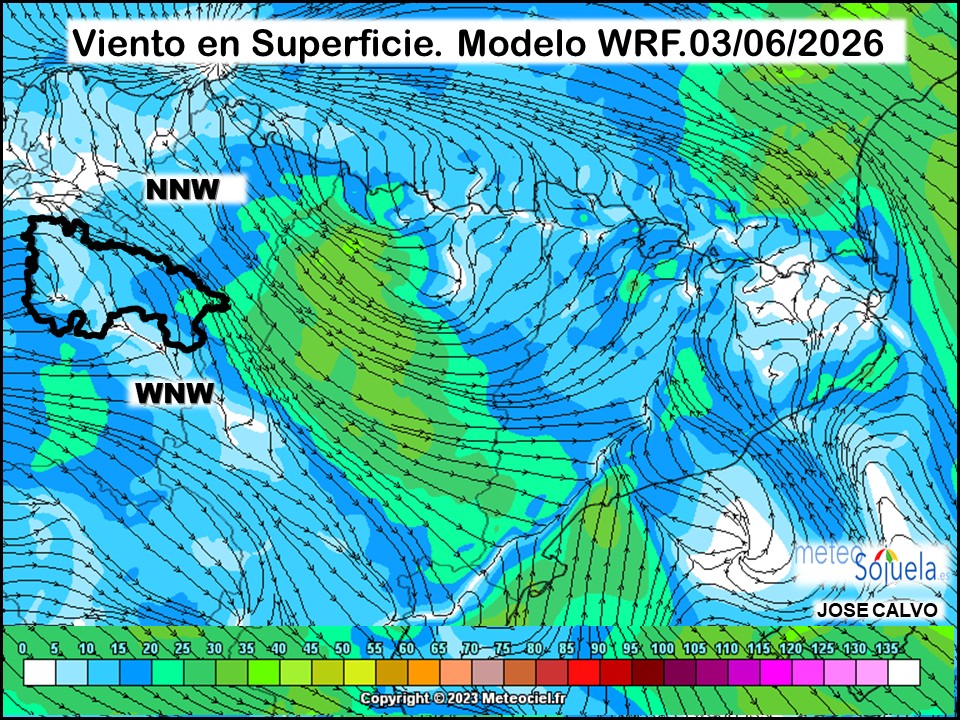 Viento en Superficie Modelo WRF Meteosojuela.