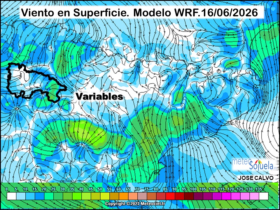 Viento en Superficie Modelo WRF Meteosojuela.