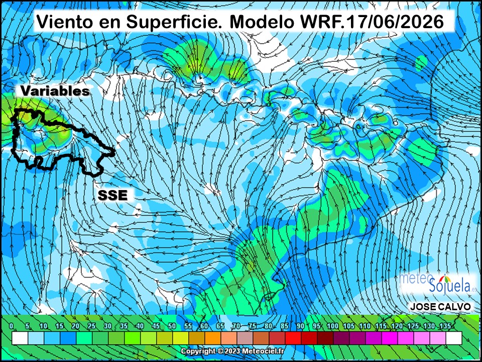 Viento en Superficie Modelo WRF Meteosojuela.