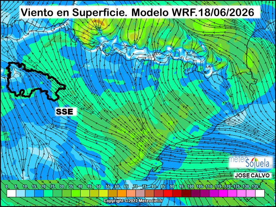 Viento en Superficie Modelo WRF Meteosojuela.