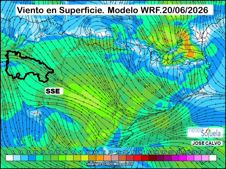 Viento en Superficie Modelo WRF Meteosojuela.