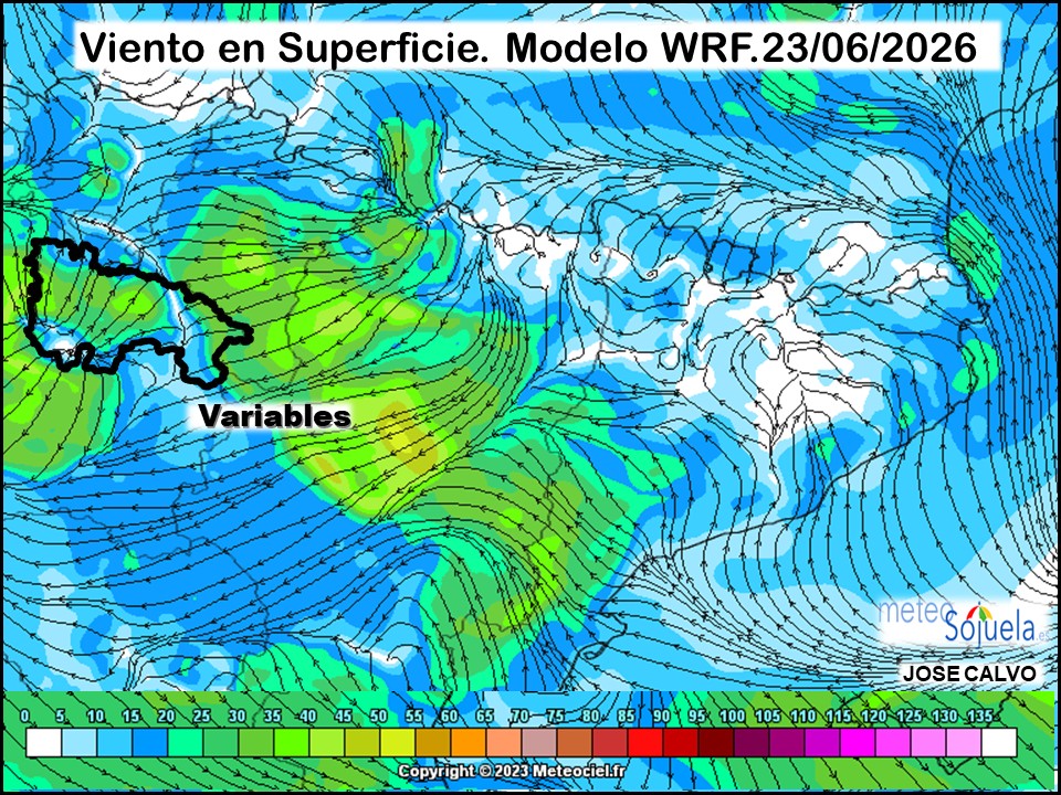 Viento en Superficie Modelo WRF Meteosojuela.