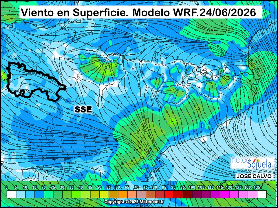Viento en Superficie Modelo WRF Meteosojuela.