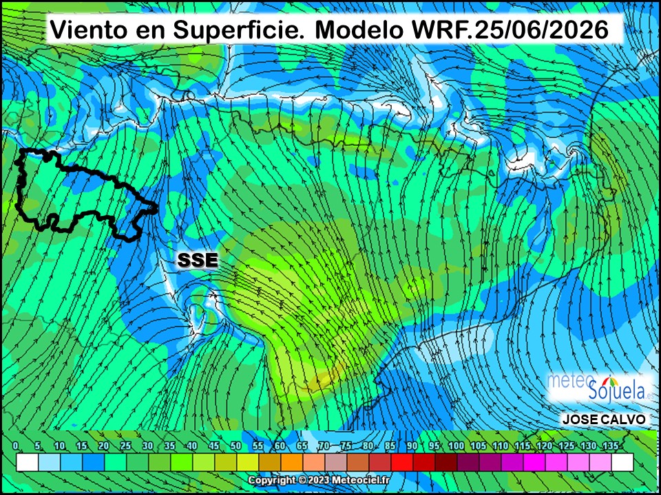 Viento en Superficie Modelo WRF Meteosojuela.