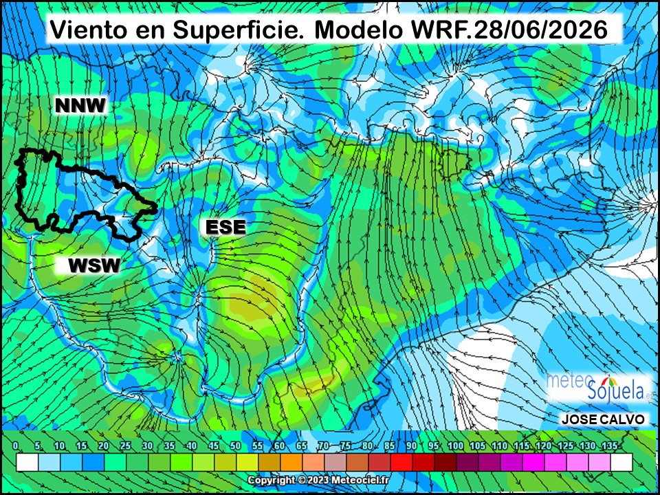 Viento en Superficie Modelo WRF Meteosojuela.