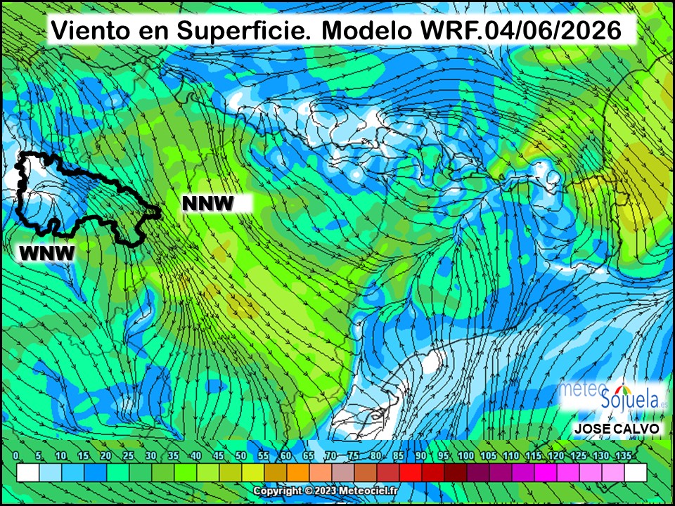 Viento en Superficie Modelo WRF Meteosojuela.