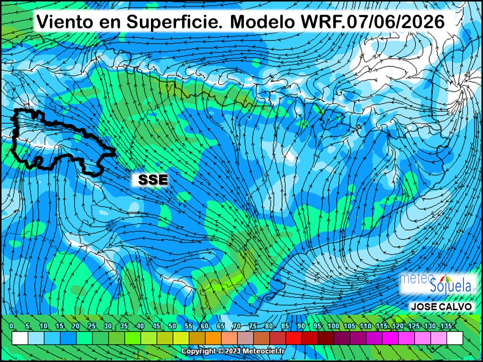 Viento en Superficie Modelo WRF Meteosojuela.