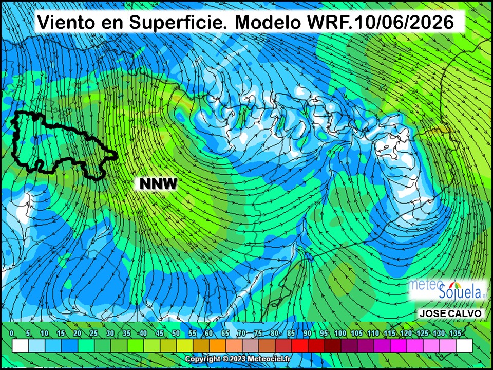Viento en Superficie Modelo WRF Meteosojuela.