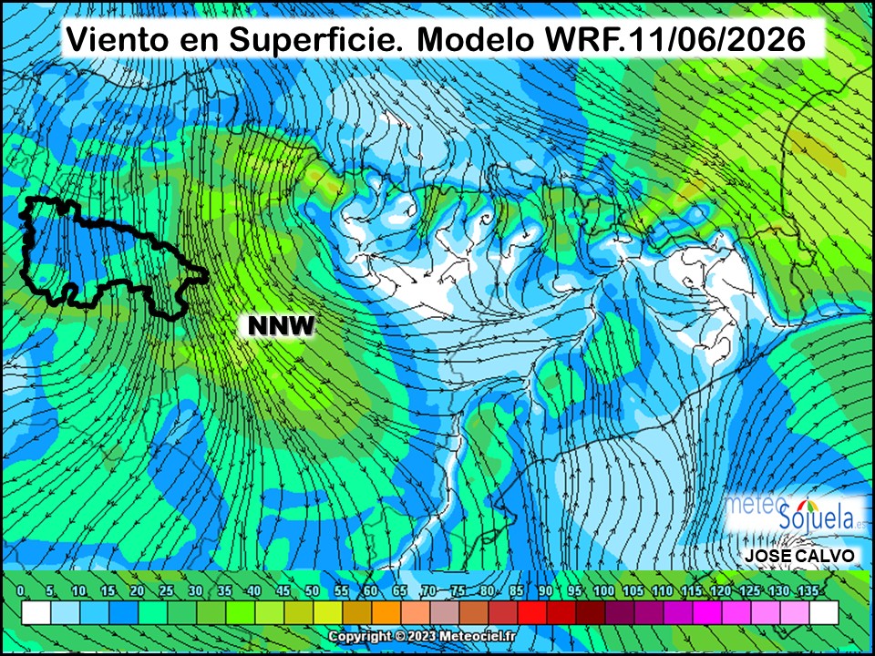 Viento en Superficie Modelo WRF Meteosojuela.