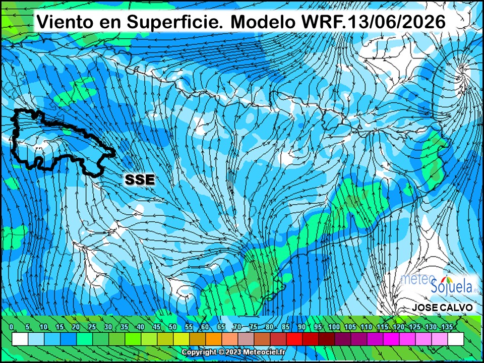 Viento en Superficie Modelo WRF Meteosojuela.
