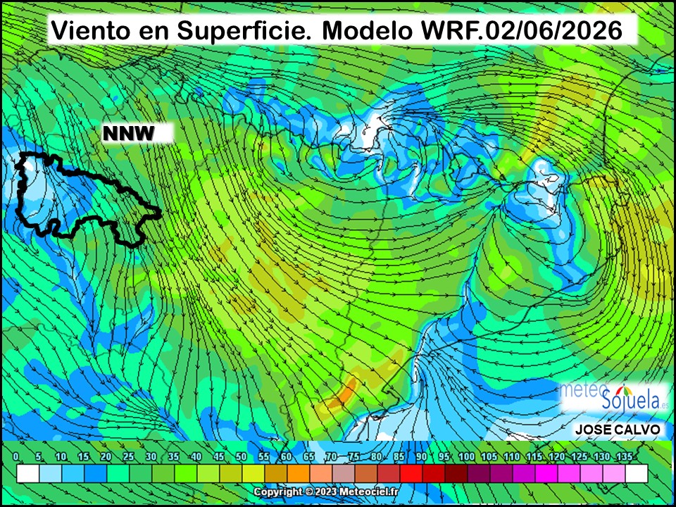 Viento en Superficie Modelo WRF Meteosojuela.